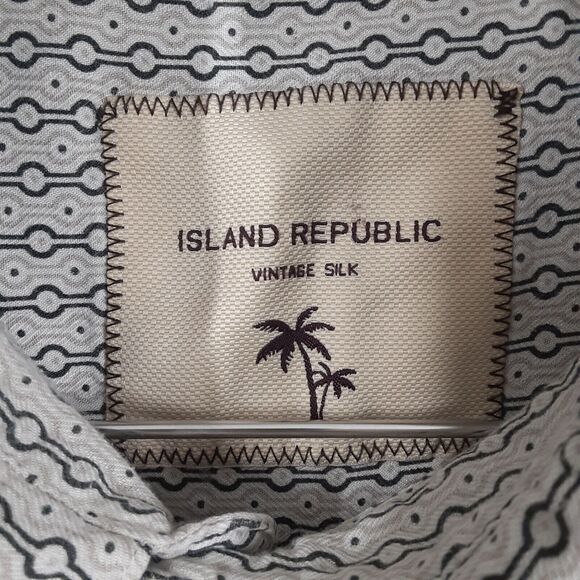 Island Republic Adult Mens M Silk Blend Hawaiin Geometric Short Sleeve Shirt - Picture 4 of 8